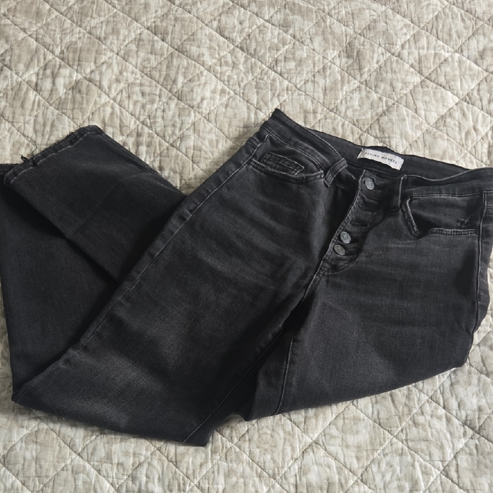 Black Button-Fly Jeans